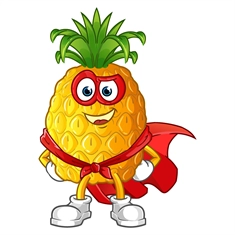 Superhero Pineapple Classroom Fruit Transparent Sticker